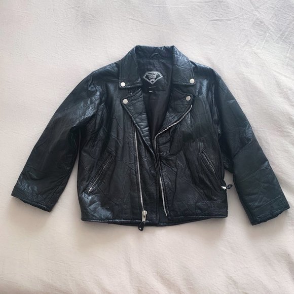 Vintage Jackets & Blazers - vintage cropped leather jacket